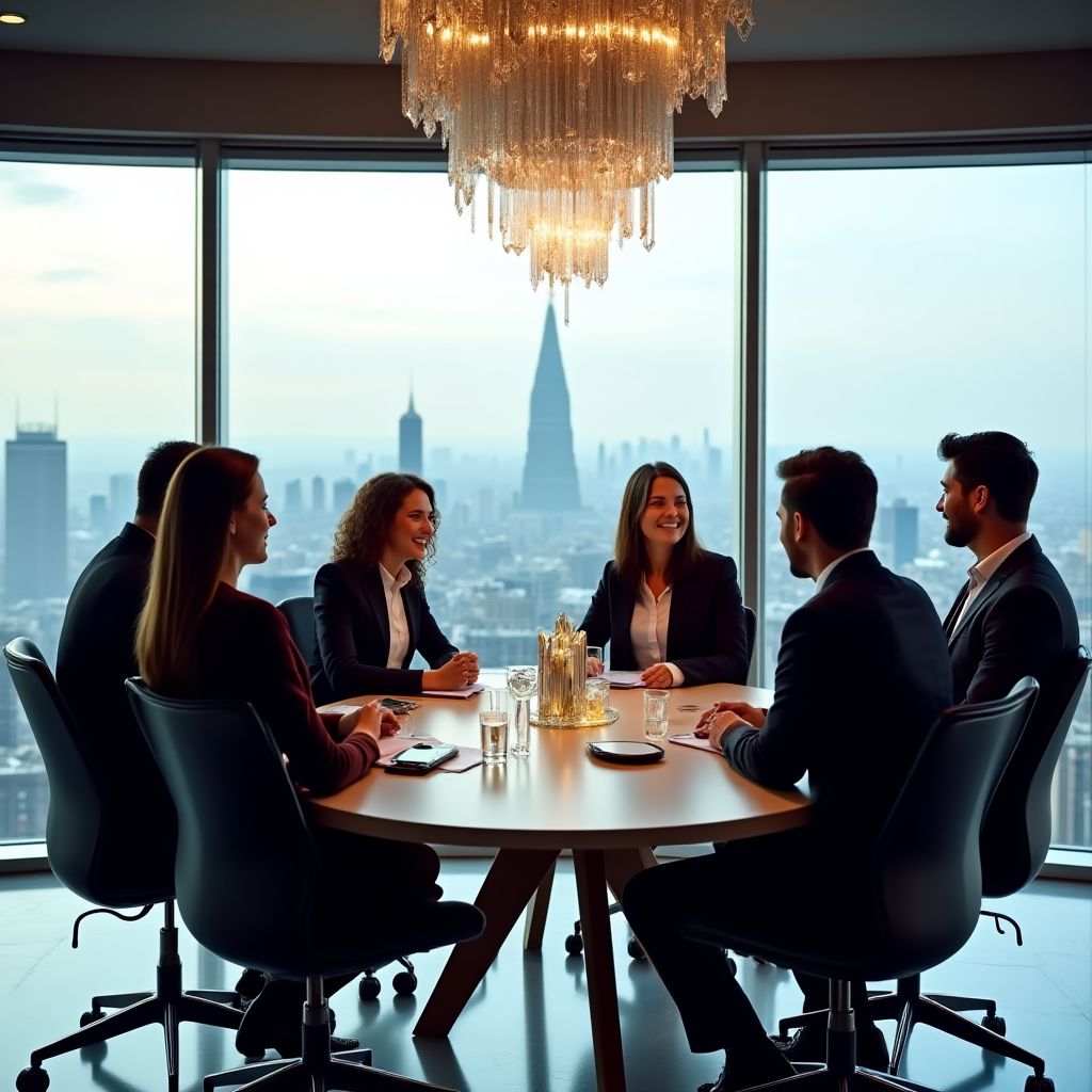 Equipo de FinConsult en oficina moderna